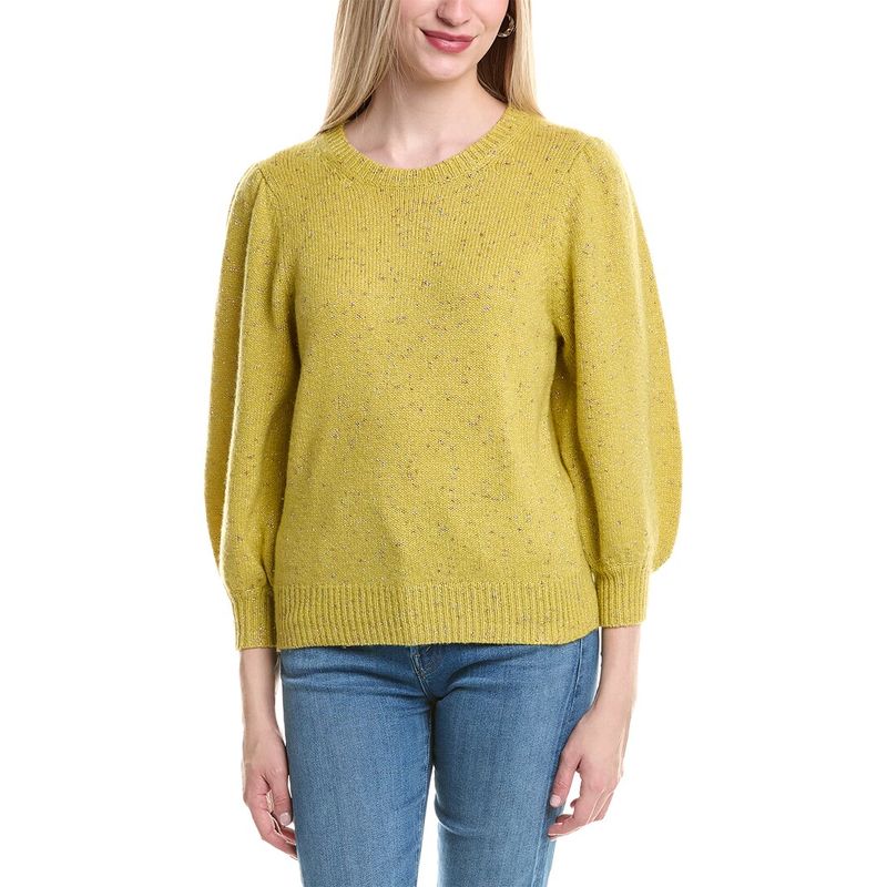 Autumn Cashmere Womens Puff Sleeve Wool & Cashmere-Blend Sweater, Green